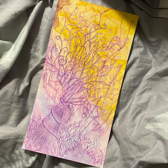 Unframed Original Alcohol Ink & Gel Pen Art Abstract Expressionism Tree - Picture 3 of 3